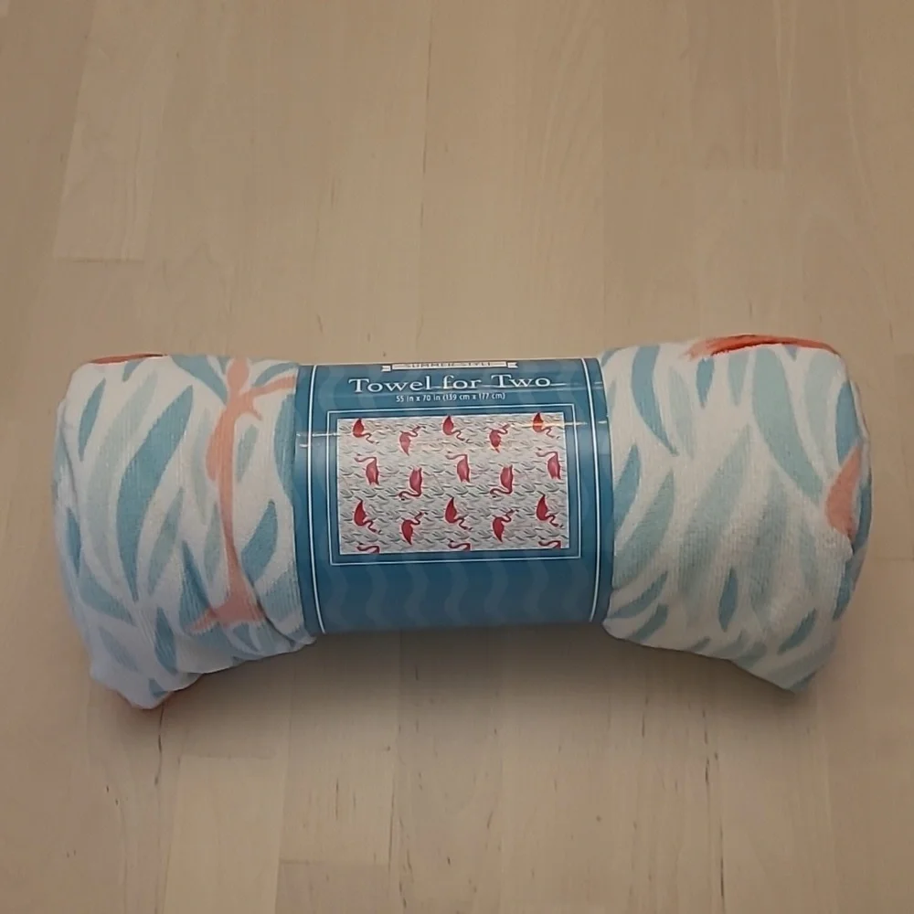 NWT Summer Style Towel for Two Microfiber Flamingo Towel